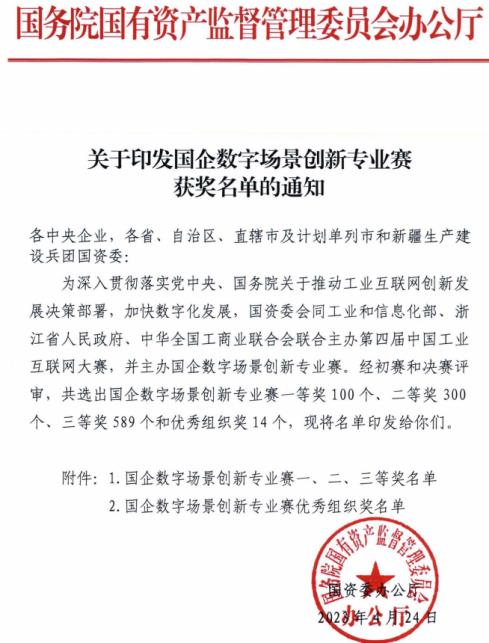MK体育·(国际)官方网站荣获首届“国企数字场景创新专业赛”二等奖
